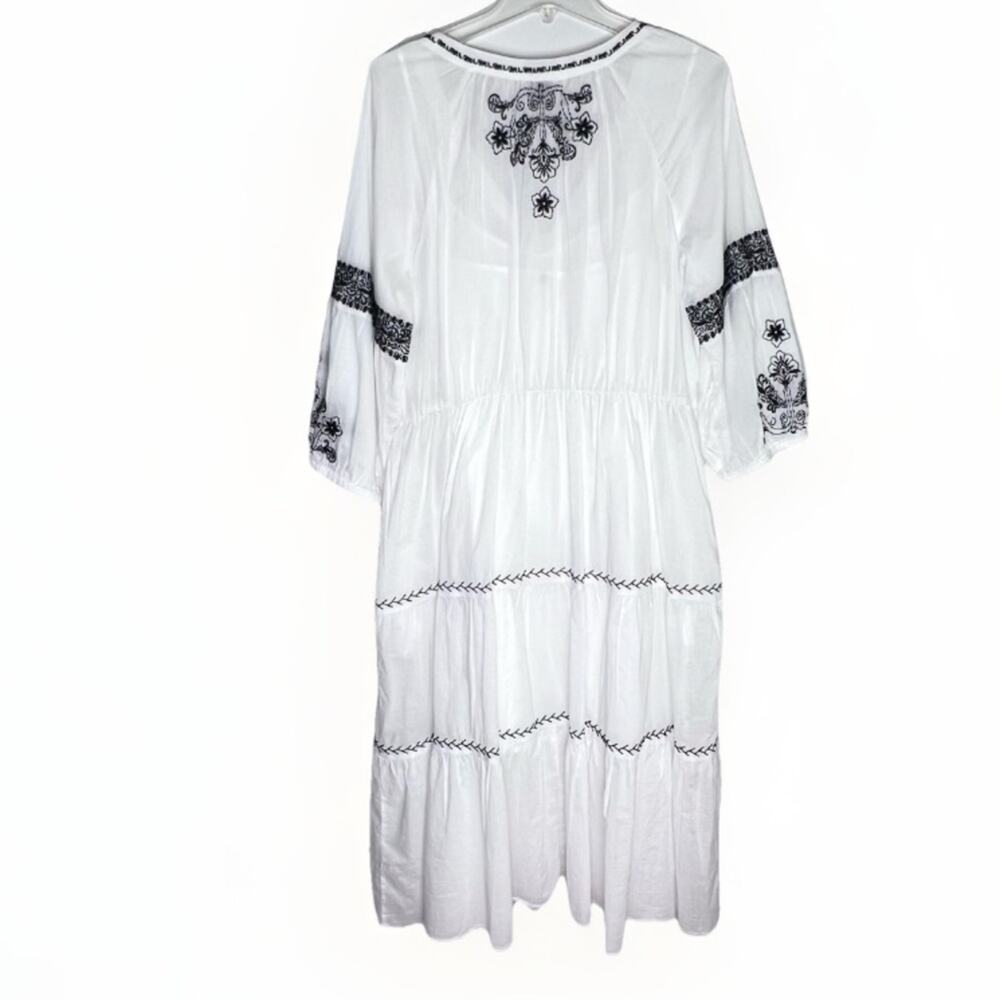 New Johnny Was  Jade Irenie Cam Tiered Midi Embroidered Dress White Sz XL - Picture 3 of 8